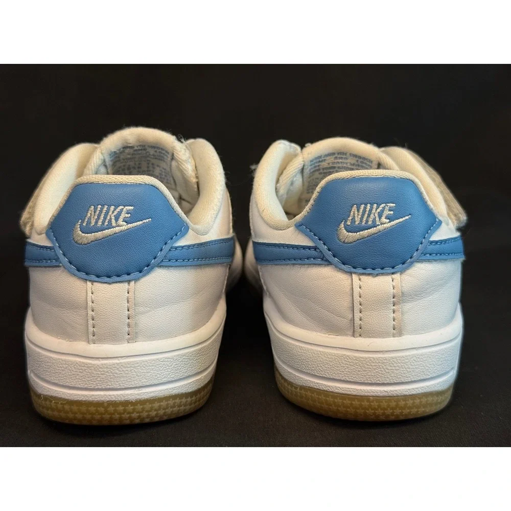 Nike Air‎ Force 1 EasyOn Kids 10C White Blue Gum FN0237-115 Hook Loop